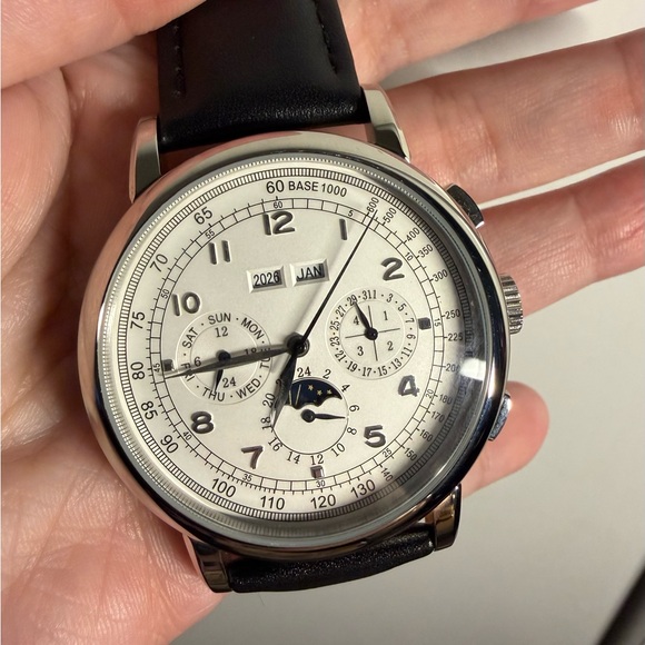 St1655 Automatic Men’s Multi-function Watch with black leather band - Picture 3 of 5